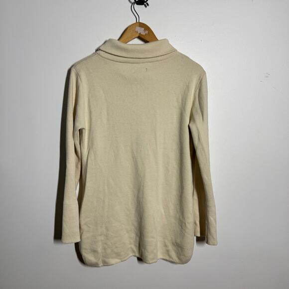 Burgess Minimal Cashmere Lauren Sweater Women L Cream High Neck Cotton Tunic - Picture 2 of 8